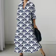 Women's Dresses Cyan Flower Office Robe